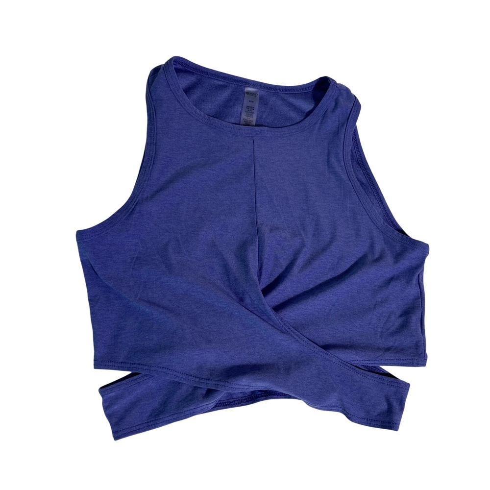 Beyond Yoga Womens Purple Space Dye Crossover Wrap Front Crop Tank Top Small